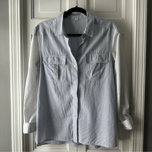 James Peres Striped Cotton Lightweight Button Down Shirt